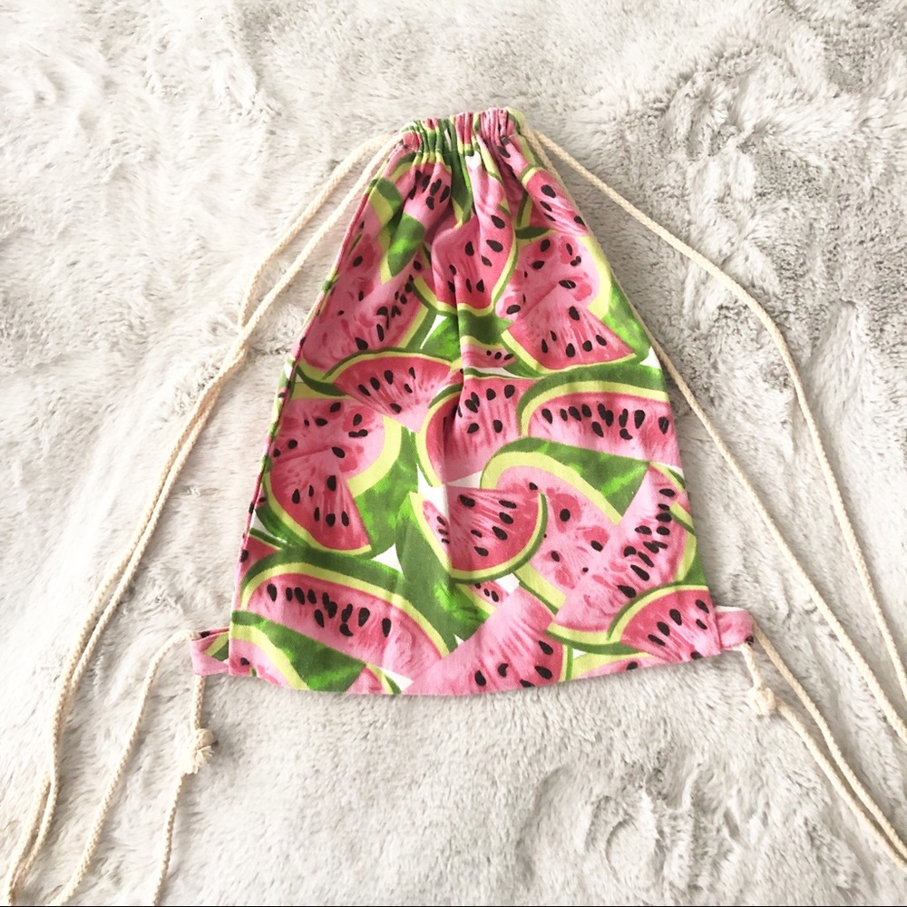VINTAGE Watermelon Print Drawstring Backpack - Picture 2 of 4